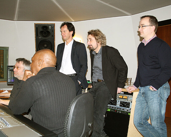Roland Häring, John Davis, Lucius A. Hemmer, Heinz Walter Florin und Matthias Lange im Streetlife Studio (v.l.)